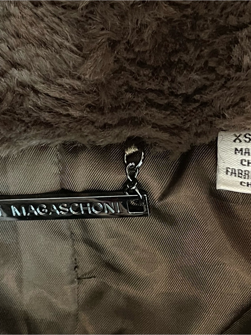 Magaschoni Dark Brown Faux Fur Teddy Bear Coat Jacket NWOT Size XS MobWife Glam - Picture 9 of 12